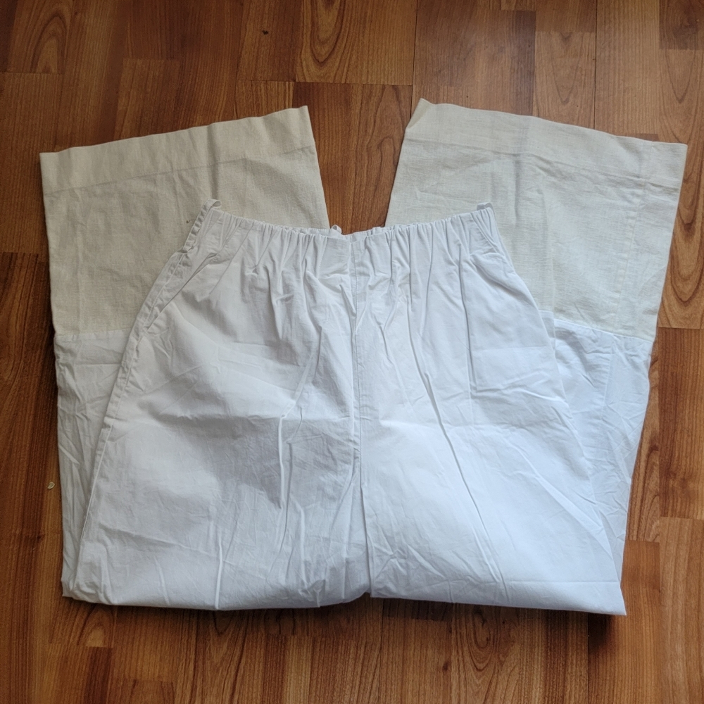 M.PATMOS white two-toned wide leg pants